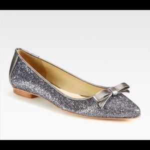 Kate Spade ♠️ Essa Silver Glitter Flat Size 7.5